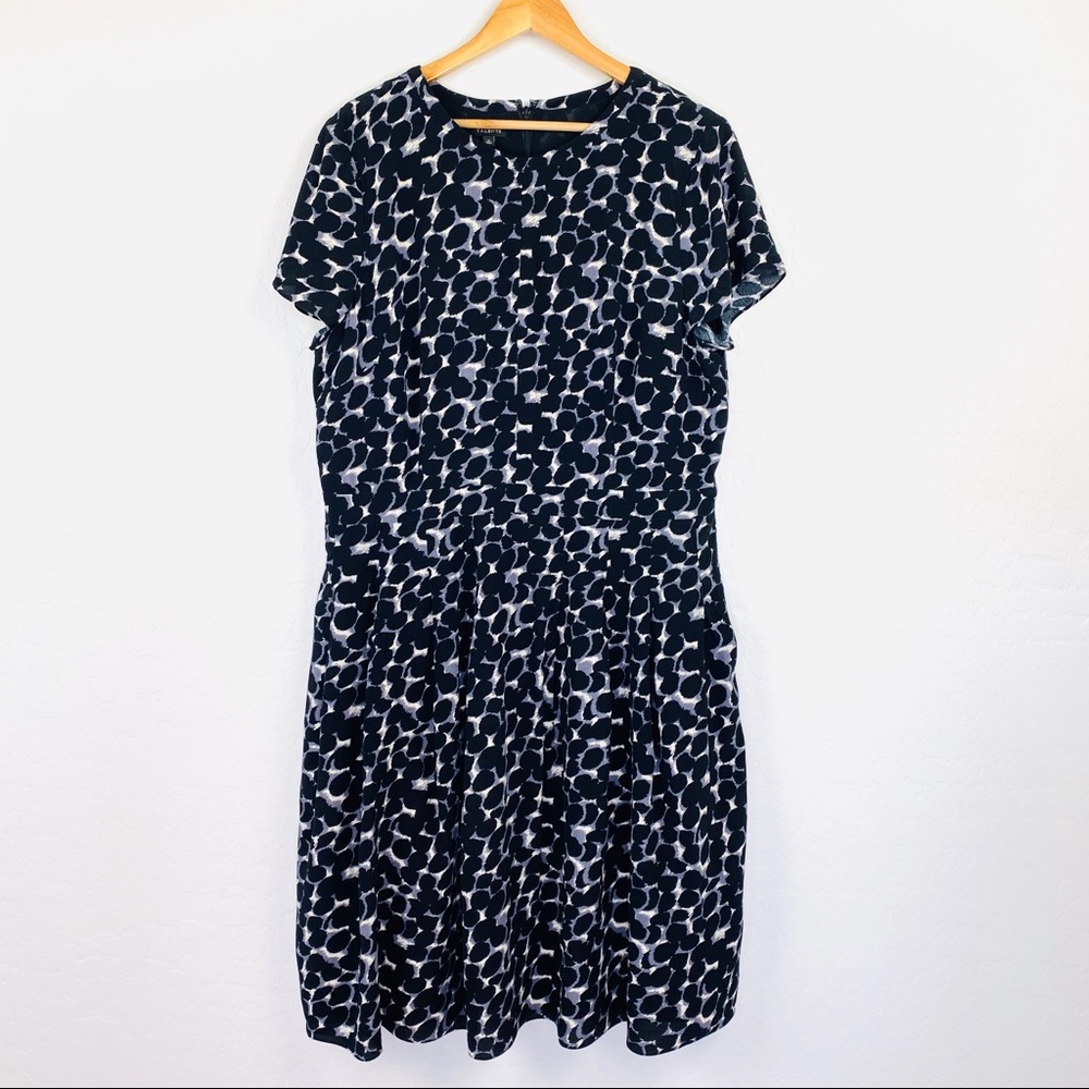 Talbots black gray animal print dress size 18